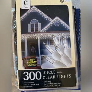 Icicle 300 clear Christmas lights. Brand new in the box never used.